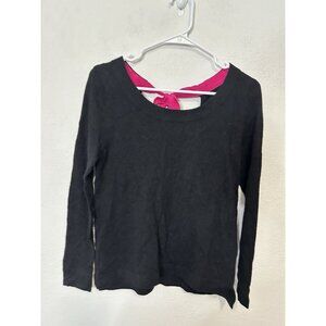 Sandro H12 Sacrifice Black Long Sleeve Pink Tie Back Blouse Shirt Size 1 Small